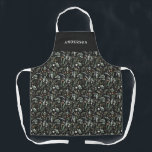 Black modern minimal botanical elegant personalize apron<br><div class="desc">Modern minimum foliage green script personalized apron. Hand painted eucalyptus,  minimal foliage and modern rustic rattan wreath give this design a luxurious feel. In classy greens,  browns,  black,  sage green and greys.</div>