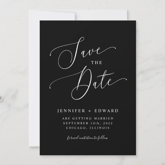 Black Modern Minimal  Save The Date (Front)