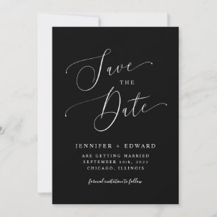 Black Modern Minimal  Save The Date