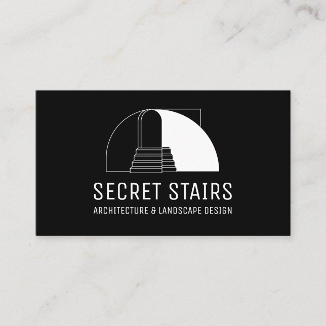 Black Modern Minimalist Architecture Stairs Business Card (Front)