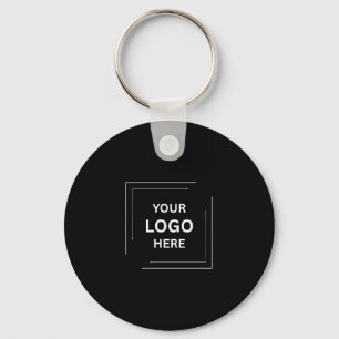 Black Modern Minimalist Business Custom Logo Keychain