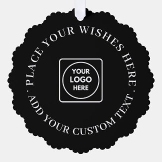 Black Modern Minimalist Corporate Christmas Logo Ornament Card