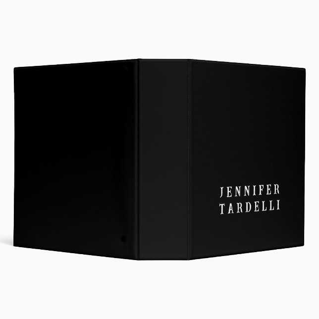 Black Modern Minimalist Elegant Your Name Binder (Background)