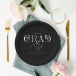 Black Modern Minimalist | Graduation Party Paper Plate<br><div class="desc">Modern black and white modern typography party plates. Starting with a fabulous printed invitation, set the tone with a unique design then carry the theme through the entire event. Your event will be picture perfect from beginning to end with special little extras. Add your custom wording to this design by...</div>