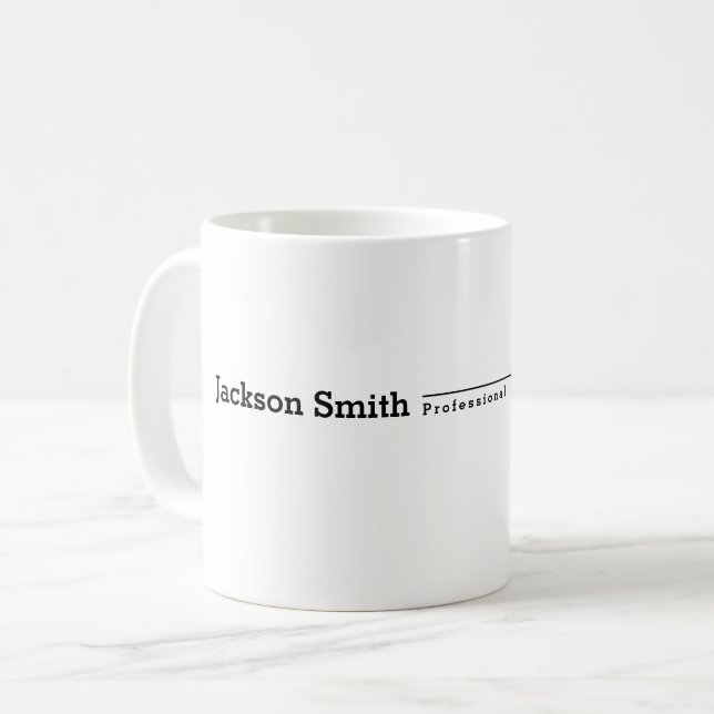 Black modern minimalist name professional coffee mug (Front Left)