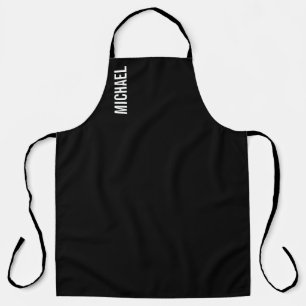 Black Modern Minimalist Personalized Name Apron