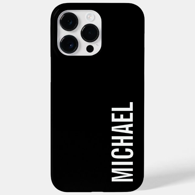 Black Modern Minimalist Personalized Name Case-Mate iPhone Case (Back)