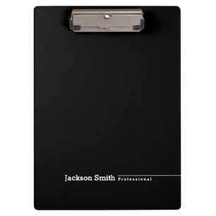 Black modern minimalist personalized name clipboard