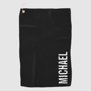 Black Modern Minimalist Personalized Name Golf Towel