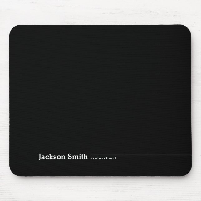 Black modern minimalist personalized name mouse pa pad (Front)