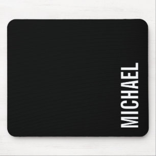 Black Modern Minimalist Personalized Name Mouse Pad