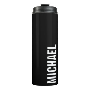 Black Modern Minimalist Personalized Name Thermal Tumbler