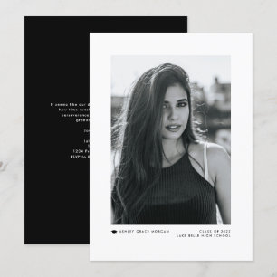 Black Modern Minimalist Photo Graduation Announcement