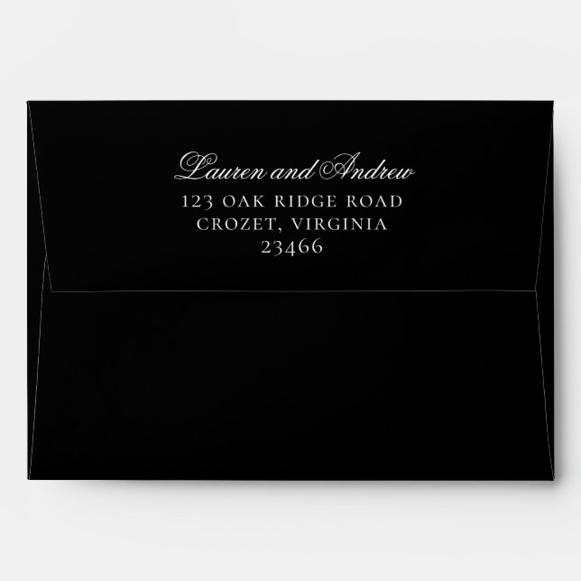 Black Modern Minimalist Solid Colour Envelope (Back (Top Flap))