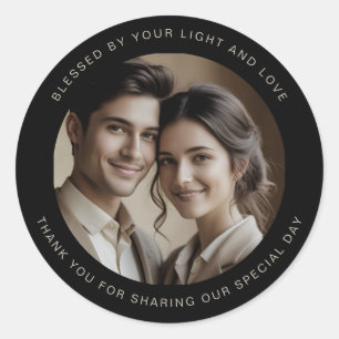 Black Modern Minimalist Wedding Guest Gift Simple Classic Round Sticker