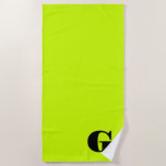 Black Modern Monogram | Neon Lime Yellow    Beach Towel<br><div class="desc">Black Modern Monogram | Initial Letter | Neon Lime Yellow Solid Colour. You can choose to add your initial or the initial of a loved one. Whether it's a heartfelt gift for someone dear to you or a personal treat, the choice is yours. You can also remove the personalization and...</div>
