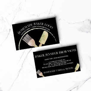 Black Modern Pastry Patisserie Bakery Business Card