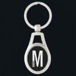 Black Modern Personalized Monogram and Name Keychain<br><div class="desc">Modern Monogram Design featuring personalized monogram letter "M" and name in modern bold sans serif font style.

Perfect gift for him,  father's day gift,  groomsman gift and more.</div>