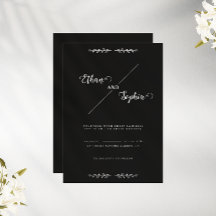 Black Modern Personalized Wedding Invitation Card