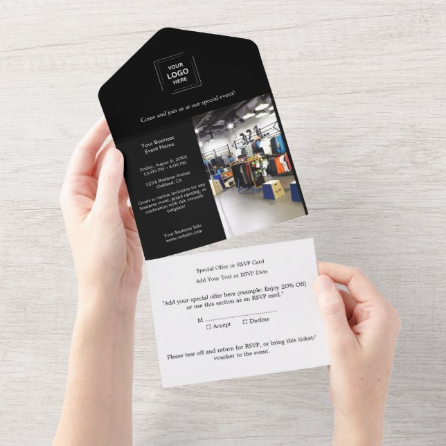 Black Modern Professional Business Event Design All In One Invitation (Tearaway)