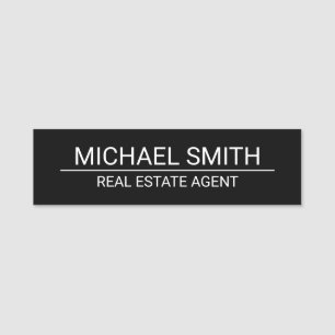Black Modern Professional Personalized Name Tag