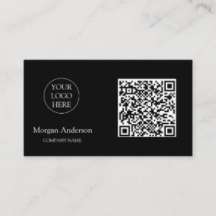Black Modern Professional QR Code Business Logo  Card