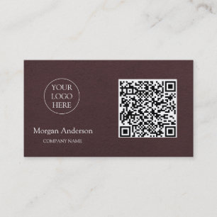 Black Modern Professional QR Code Business Logo  Card