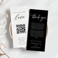 Black Modern QR Code Wedding Thank You Card