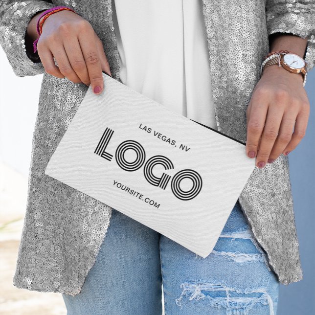 Black Modern Rectangular Logo Accessory Pouch (Black Modern Rectangular Logo Accessory Pouch)