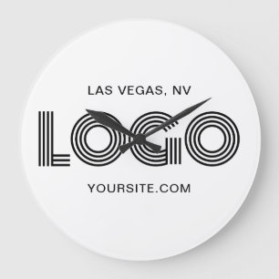 Black Modern Rectangular Logo Large Clock