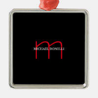 Black modern red monogram professional