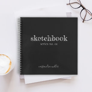 Black Modern Rustic Hand Lettered Sketchbook Notebook
