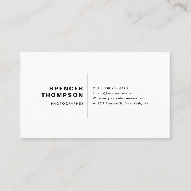 Black Modern Sans Serif Typography Minimalist Business Card (Front)