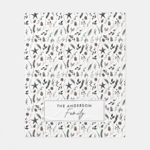 Black modern scandi elegant script Christmas Fleec Fleece Blanket