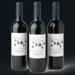 Black modern scandi elegant script Christmas Holid Wine Label<br><div class="desc">Black modern elegant rustic watercolor scandal Scandinavian strand  dried botanical floral muted colours holiday Christmas favour gift tag.</div>