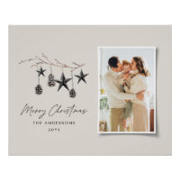 Black modern scandi elegant script Christmas photo