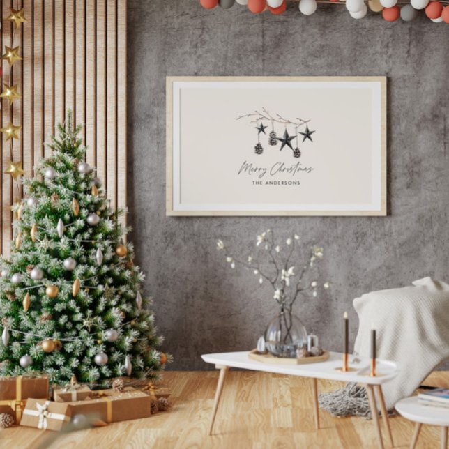 Black modern scandi elegant script Christmas Photo Print (Creator Uploaded)
