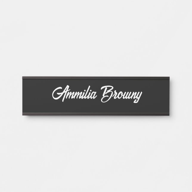Black Modern Script | Custom Desk Nameplate (Front)