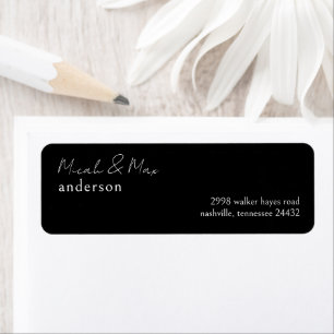 Black Modern Script Mariage Adresse de retour
