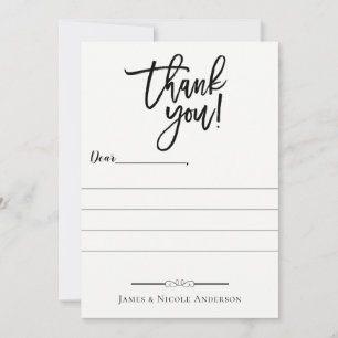 Black Modern Script Minimal Full Photo Thank You Card