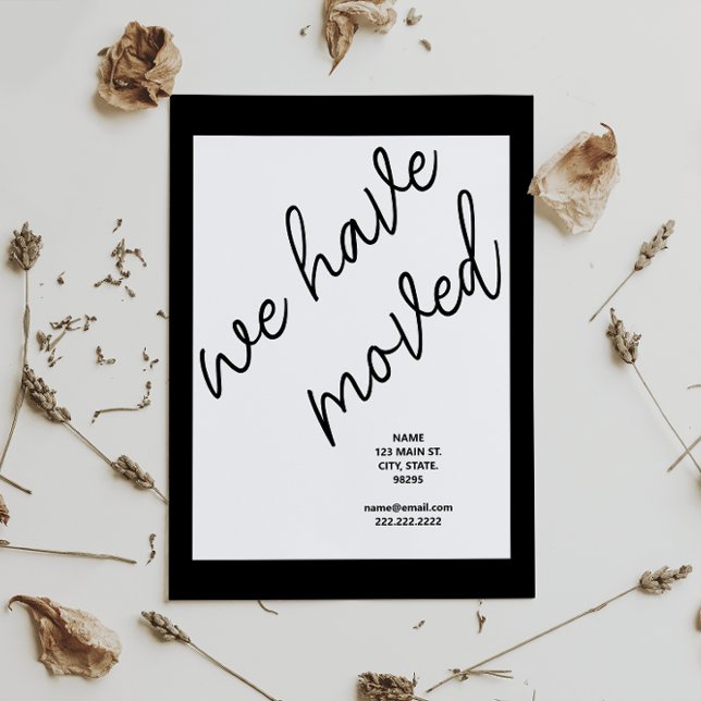 Black Modern Script Moving Announcement Address  Postcard (Creator Uploaded)