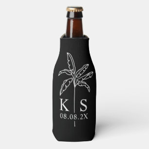 Black Modern Script Personalized Groomsmen  Bottle Cooler