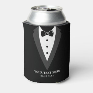 Black Modern Script Personalized Groomsmen Can Coo Can Cooler