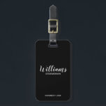 Black Modern Script Personalized Groomsmen Luggage Tag<br><div class="desc">Modern Script Personalized Groomsmen Luggage Tag
featuring personalized groomsman's name in white modern script font style with title and wedding date in modern sans serif font style on black background.

Also perfect for Maid of Honour,  Flower Girl,  Mother of the Bride,  Groomsmen,  Best man and more.</div>
