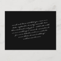 Black Modern Script text only Save our Date
