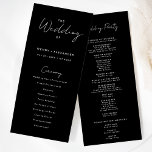 Black Modern Script Wedding Flat Program<br><div class="desc">Welcome to our Black Modern Script Wedding Flat Program design, where modern minimalism meets the artistry of calligraphy. This curated aesthetic brings an air of sophistication to your special day- with a twist of boho, casual charm. The combination of simple typography with a stylish script font adds a unique personality...</div>
