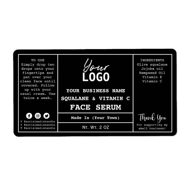 Black Modern Serum Labels (Front)