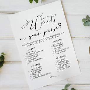 Black Modern Simple Bride Game Whats In Your Purse Flyer