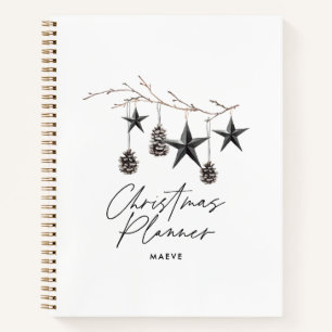 Black modern simple elegant script Christmas Notebook