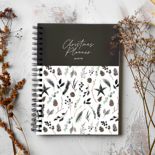 Black modern simple elegant script Christmas Notebook